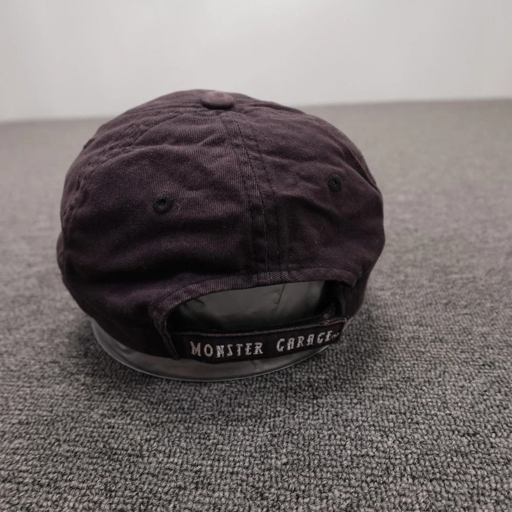Vintage Monster Garage Hat Cap Strap Back Mens One Size Black Flame Skull Y2K